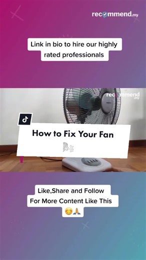 Is your Fan not Working? Here's a few simple steps to fix your Fan all by yourself! Link in bio for more of our services! #tiktokmalaysia #recommendmy
