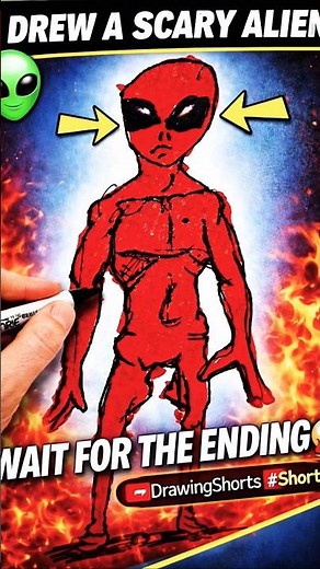 I Drew a SCARY Alien 👽… Wait for the Ending! 😳 #Shorts