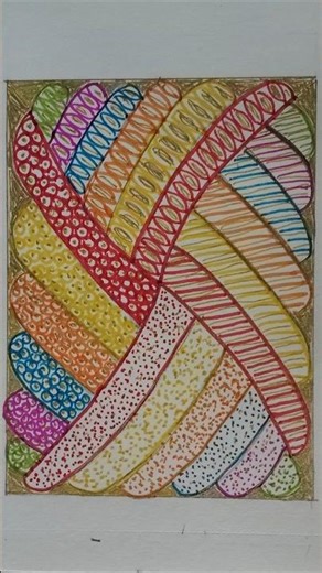 Abstract Random Pattern - Drawing and Painting using a Gold Gel Pen and Water Color Pencils