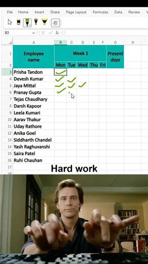 How to Track Employee Attendance in Excel with Checkboxes ✅ #excel #office #spreadsheet