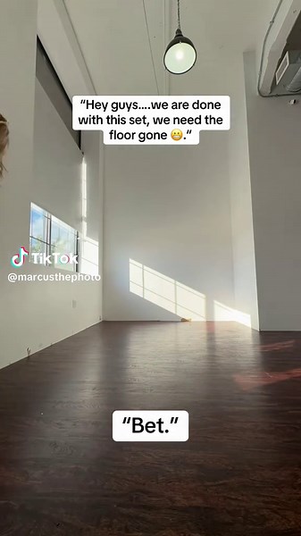 A buzz saw and 4 helpers made quick work of pulling up the floor to swap to a new set. #setbuild #photography #onset