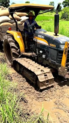 ISEKI Tractor 💪 Powers Through Deep Mud | Extreme Farming Challenge 🚜🌾#shorts #tractor #farming