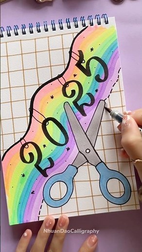 Colorful Front Page Design to Start 2025 🌈 #shorts #nhuandaocalligraphy #frontpage