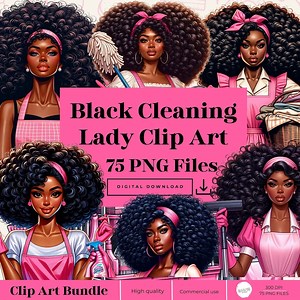 Black Cleaning Lady Clipart, Watercolor Cleaning Clipart, Black Girl Clipart, Cleaning Supplies PNG, Planner Girl Clipart, Commercial Use - Etsy