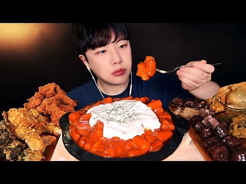SO DELICIOUS!!!🔥 Cream Tteokbokki & Fried Chicken Mukbang