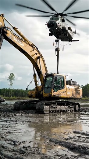 Epic Excavator Rescue: Helicopter to the Rescue!