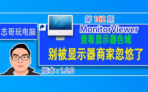 志哥玩电脑-第162期：MonitorViewer查看显示器色域，别被显示器商家忽悠了，SRGB、NTSC和Adobe RGB
