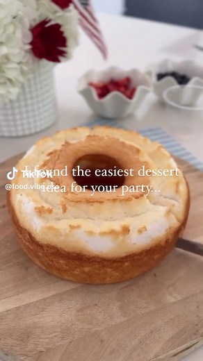 EASY 4TH OF JULY DESSERT! SAVE this idea to reference! To make this cute dessert… you only need 4 ingredients! ⁃ Angel food cake ⁃ Strawberries ⁃ Blueberries ⁃ Cool whip Start by cutting fresh angel food cake into small pieces and slice strawberries. Then in your cups, layer cake, blueberries, and then cool whip. Start another layer with cake, strawberries, and more cool whip. I top mine with fun blue sprinkles but you can skip that part if you prefer! These are so easy and yummy for the 4th! Yo