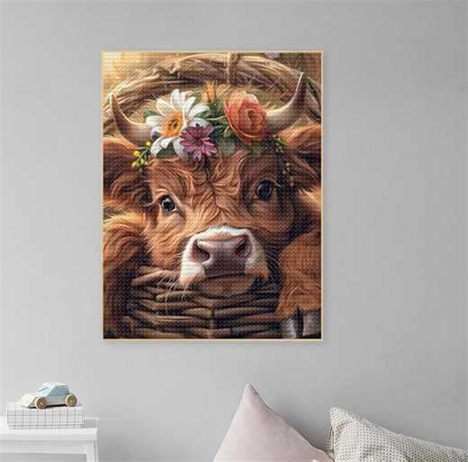 Full Drill Diamond Painting Kits Highland Cow DIY 5D Diamond Art Adults Diamond Dots Paintings Cross Stitch Gem Highland Cow Farmhouse Decor - Etsy