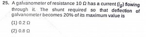 A galvanometer of resistance 10 \Omega has a current \left(i_{g... | Filo