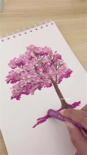 let’s draw a pink tree 🌸 🖍️ Paul Rubens Oil Pastels (Macaron) 🖍️ Mungyo Gallery Artists’ Oil Pastels #art #drawing #oilpastel #fyp #foryou #arttok #pastel #artwork #flowers #springaesthetic #floweraesthetic #flowerart #artideas #cherryblossom #tree