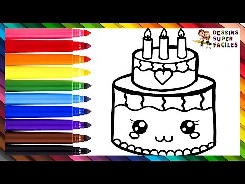 Comment Dessiner un Gâteau d'Anniversaire 🎂 Dessiner et Colorier un Mignon Gâteau d'Anniversaire 🎂