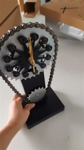Motorized Chain Clock with Rotating Metal Gears | Industrial Wall Clock Manufacturer