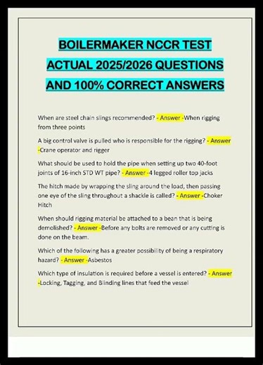 BOILERMAKER NCCR TEST ACTUAL 2025 2026 QUESTIONS AND 100 CORRECT ANSWERS video