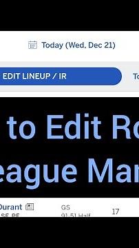 How to Edit Roster as League Manager (ESPN FANTASY)