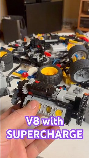 Lego V8 ENGINE with SUPERCHARGE. #lego #automobile #shortvideo #legotechnic #shorts #short