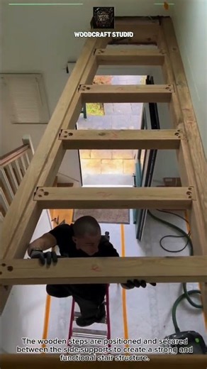 How Pro Builders Build a Strong Wooden Staircase Step by Step #Construction #Carpentry #Woodworking