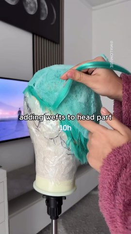 Malo on Instagram: "Dragonball Bulma cosplay wig making, not sped up. Enjoy the time lapse and art crafting 🩵🎀 #dragonball #cosplay #bulma #wigstyling #cosplayer"