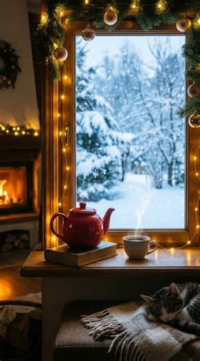 Warm Inside, Snowing Outside ☕❄️