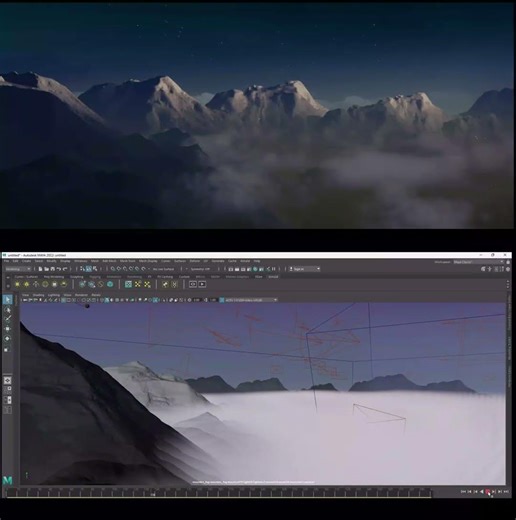 Cinematic Mountain Scene | Maya + Nuke + After Effects Workflow