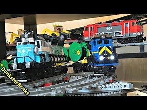 LEGO Train Track Setup #10! Cargo and Passenger Trains, MOC Bridges and Three Levels!