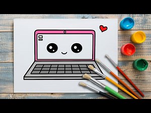 How to Draw a Cute Laptop Simple & Easy for Kids