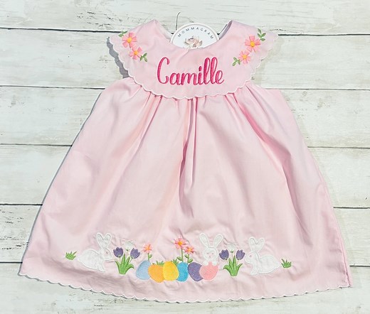 Personalized Easter Dress, Monogrammed Easter Dress, Customized Easter Dress, Bunny Dress, Spring Dress, Easter Outfit, Girl Gift - Etsy
