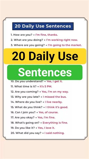 🔴 20 Daily Use English Sentences | Speak English Fluently in Everyday Life