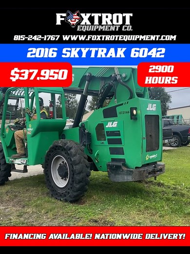 2016 SKYTRAK 6042 – $37,950 💪 Specs: 6,000 lbs Lift Capacity / 42’ Lift Height 2,961 HOURS Cummins Turbo Diesel Engine – “No DEF” 74 HP Solid BOSS Tires, 4WD, Crab Steering Frame Leveling, Aux Hydraulics Quick Tach QC Carriage w/ Forks Fleet Maintained ✨ Highlights: Serviced & Ready to Work Clean, Fleet-Maintained Unit Financing & Delivery Available 📞 Call: 815-242-1767 🌐 foxtrotequipment.com #skytrak6042 #NoDEF #HeavyEquipmentDeals #boomlift #construction #JLG #jcb #skytrak #HomeImprovement 
