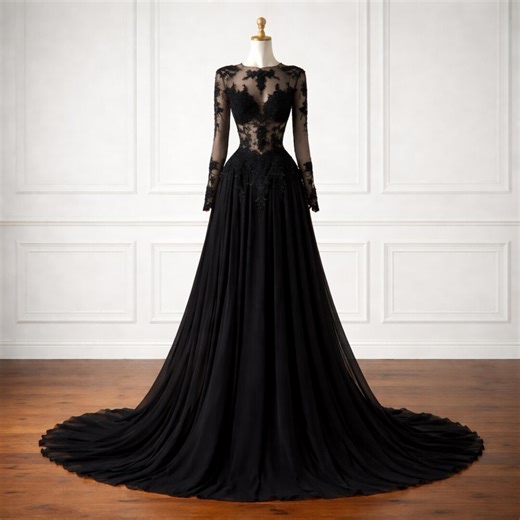 Black Gothic Tulle Wedding Dress, Illusion Neckline Lace Bridal Ball Gown, Cutom Boho Elegant Halloween Wedding Dress, Alternative Bride - Etsy