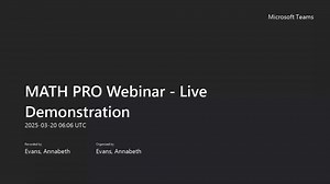 MATH PRO Webinar - Live Demonstration March 2025