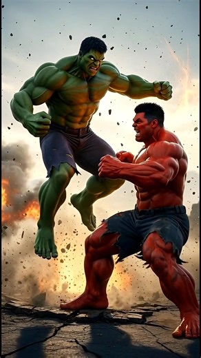 Green Hulk vs Red Hulk 🔥 Realistic Epic Fight | Cinematic 3D #short #ai #hallk