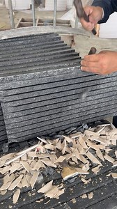 Hand Chiseled Angola Black Granite Tile Granite Water Feature Tiles have been cut and chiseled to create a ripple effect that look great with water flowing down them and can be used as a feature wall for a rustic look. If interested feel free to contact us. culturedstone@daleistone.com http://daleiculturedstone.com #handmade #granite #handcrafted #stonemason #stonework #slab #naturalstone #wallcladding #paver #garden #patio #courtyard #supplier #design #chiseled #DL | Dalei-Culture Stone