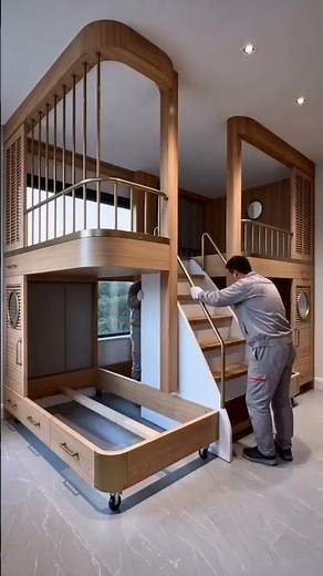 🛏️ Multi-Function Solid Wood 4-Bed Bunk System | Ultimate Kids' Room Solution!