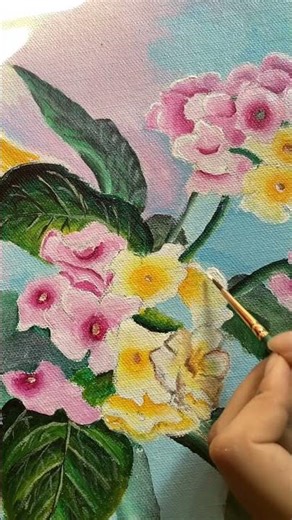 How to paint flowers in abstract painting #art #floraart #artwork #acrylicpainting