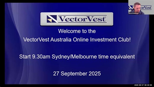 VectorVest AU Online Investment Club Replay 27 Sept 2025