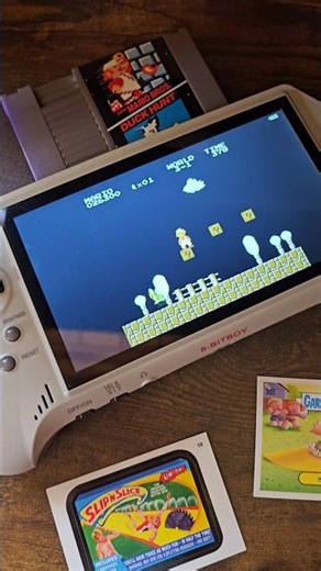 Mario Bros on the Gamerz Tek 8 Bit Boy Retro Gaming Handheld NES Nintendo GPK Cards Wacky Packages