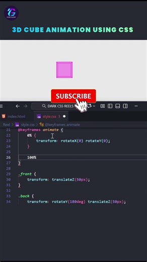 3D Cube Animation with Pure CSS | CSS 3D Cube in 30 Seconds! 💻🔥 #shorts #short #ytshorts #html #yt