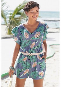 Navy Printed Floral Cut Out Romper X32086