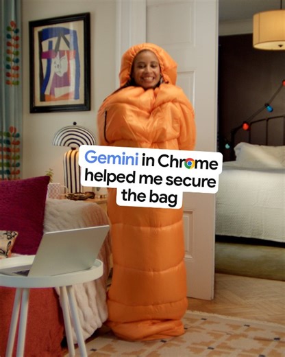 Some bags say “warm.” Gemini in Chrome helps find the one that means it. | Google Chrome