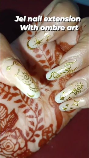 Artificial Natural nails extension with ombre art #nails #nailart #nailextension