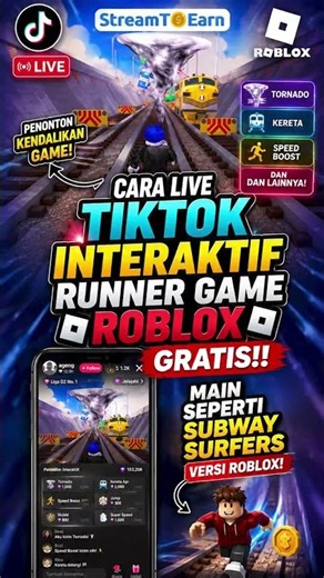 FREE Roblox TikTok Live Interactive Runner Game Tutorial | TikTok Interactive Subway Surfers Game