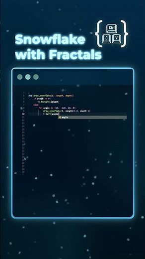 Day 1 — Snowflake fractal generated using recursion ❄️ #coding #animation #python #programming