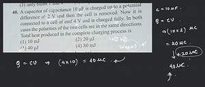 A capacitor of capacitance 10 \mu \mathrm{F} is charged up to a... | Filo