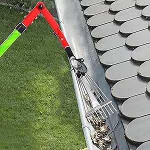 Clearing Mini Rake, Gutter Cleaner Tools with Detachable Inspection Mirror & 16FT Pole, Easy Remove Leaves Branches from Roofs Gutters & Other Hard-to-Reach Debris Accumulation Areas
