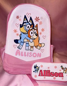Personalized Bluey Backpack Set: Kids School Bag, Lunchbox & Pencil Case - Etsy