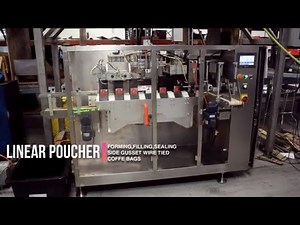 Actionpac Linear coffee Bagger. forming, filling, sealing side gusset wire tied Coffee Bags.