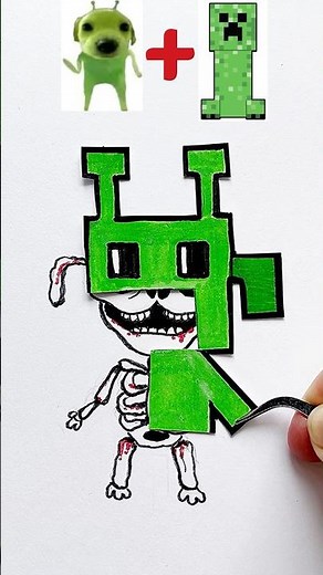 God The Alien Green Dog + Minecraft Creeper Transformation Art #minecraft #alien