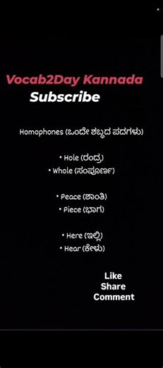 One Sound, Two Meanings ✨ | Homophones | English to Kannada | #Shorts