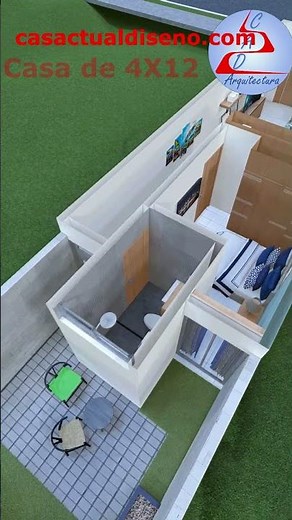 Casa Pequeña de 4x12 metros Una Planta #planosdecasas #arquitectura #planosarquitectonicos
